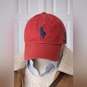 🧢 Polo Ralph Lauren Red Baseball Cap | Classic Logo + #3 Detail ❤️